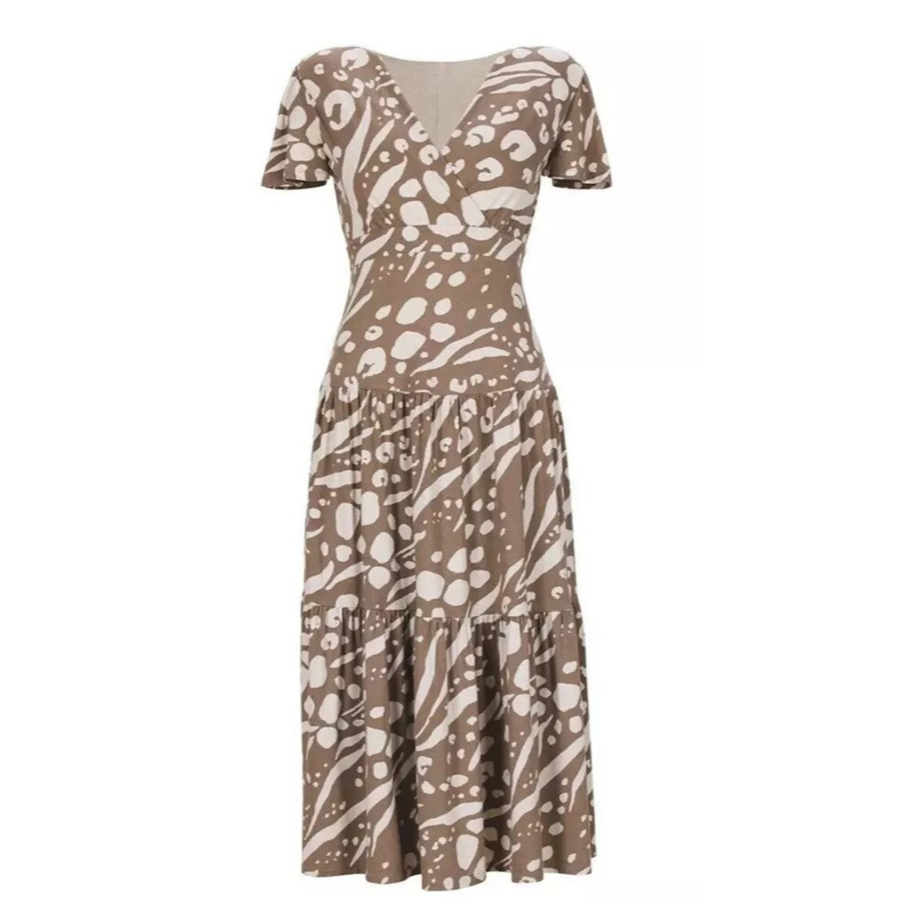 Cabi Swoon Dress Brown Tan Midi Maxi Cut Out Ruched Back 6147 Small Boho Chic - Picture 4 of 13